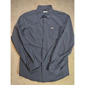 Columbia Sportswear Mens Small Performance Shirt Blue Stripe Omni-Wick Stretch